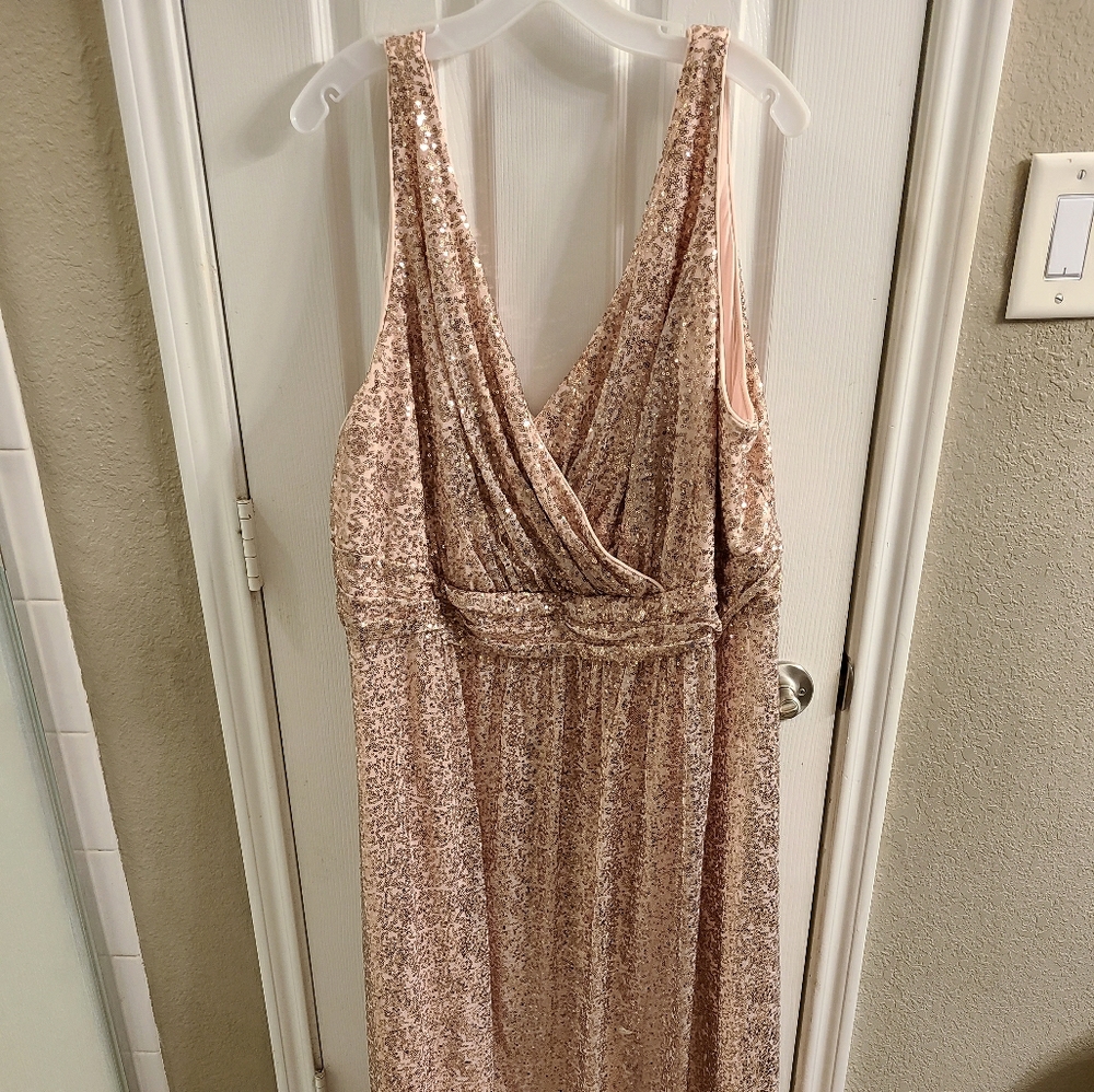 David's Bridal Sequins Full-length Halter Dress